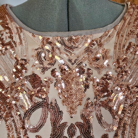 Betsy Adams Long Sleeve  Sequin Dress - - Picture 4 of 5